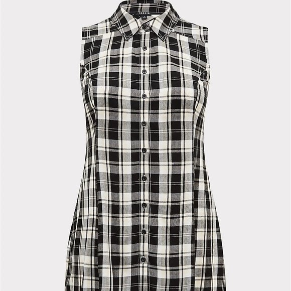 Torrid 1X Long Tunic Top Black Plaid Hi Lo Shirt - Picture 6 of 6